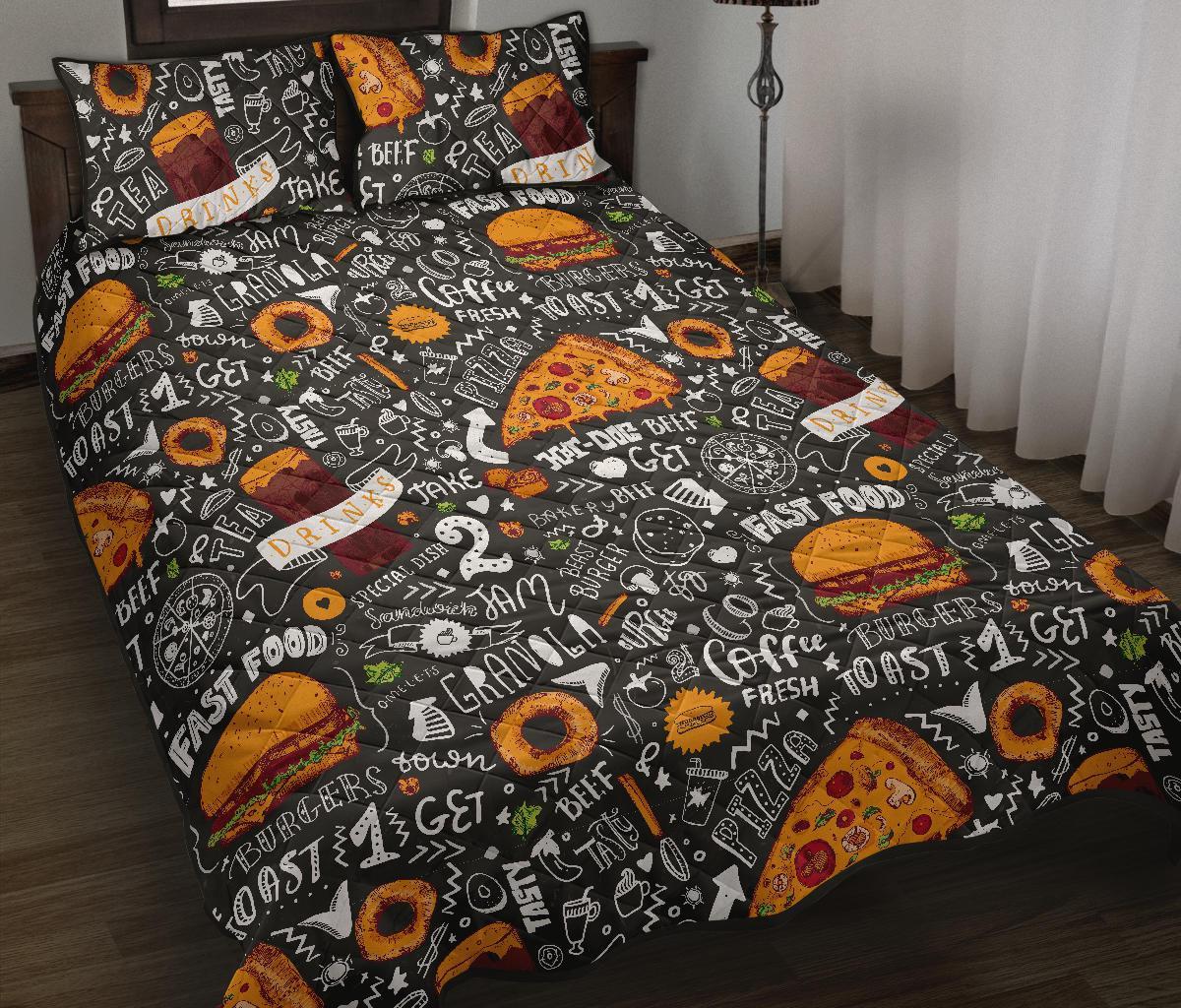 Fastfood Print Pattern Bed Set Quilt-grizzshop