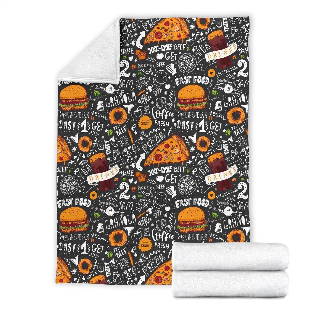 Fastfood Print Pattern Blanket-grizzshop