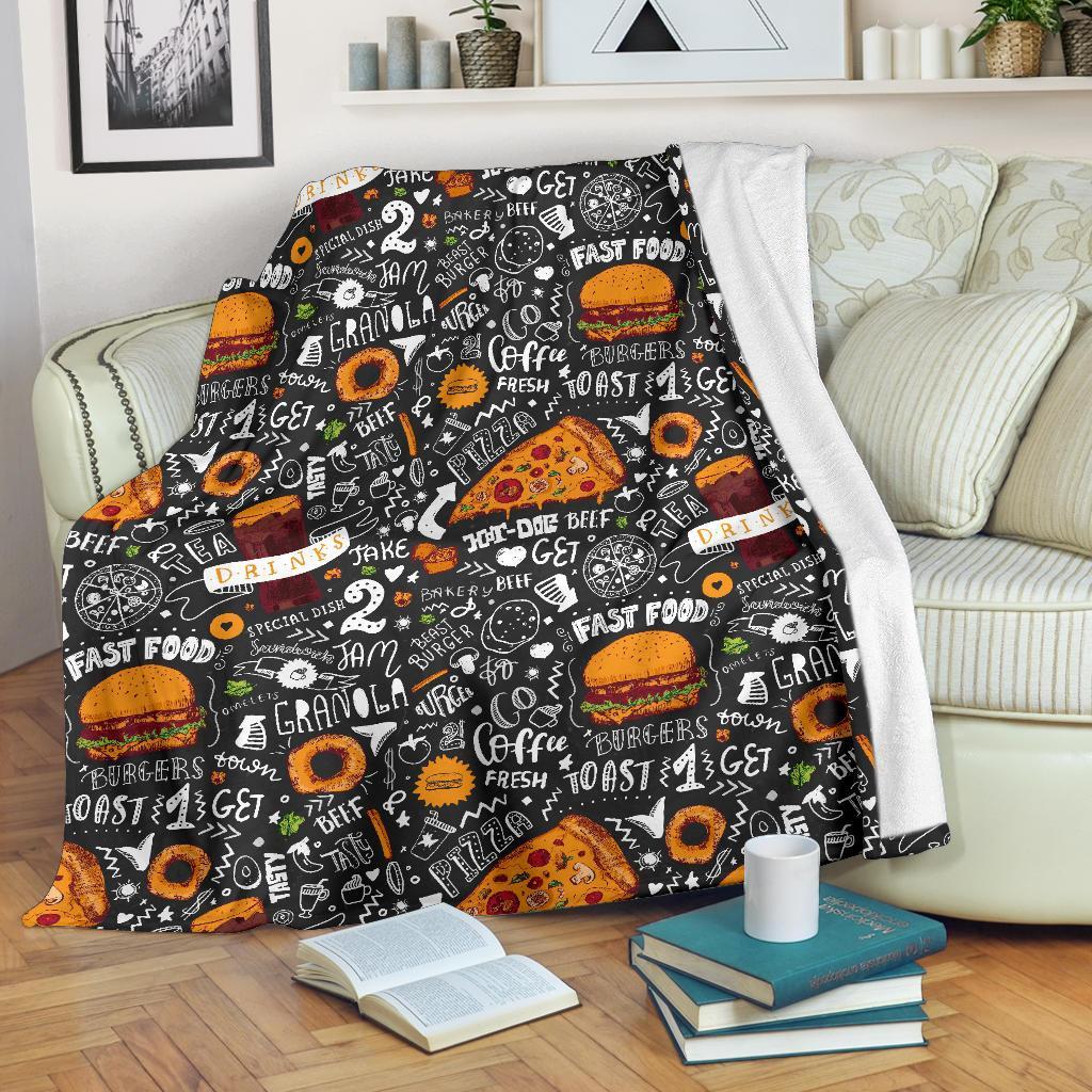 Fastfood Print Pattern Blanket-grizzshop