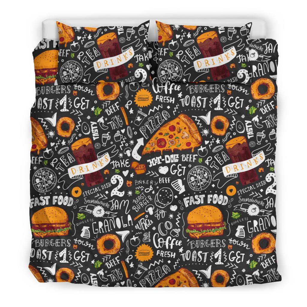 Fastfood Print Pattern Duvet Cover Bedding Set-grizzshop