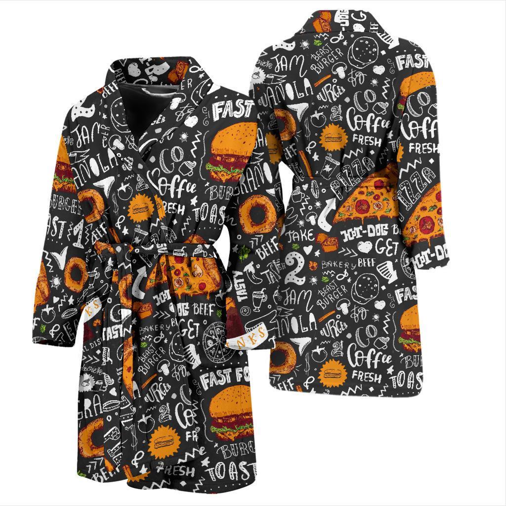 Fastfood Print Pattern Men Long Robe-grizzshop