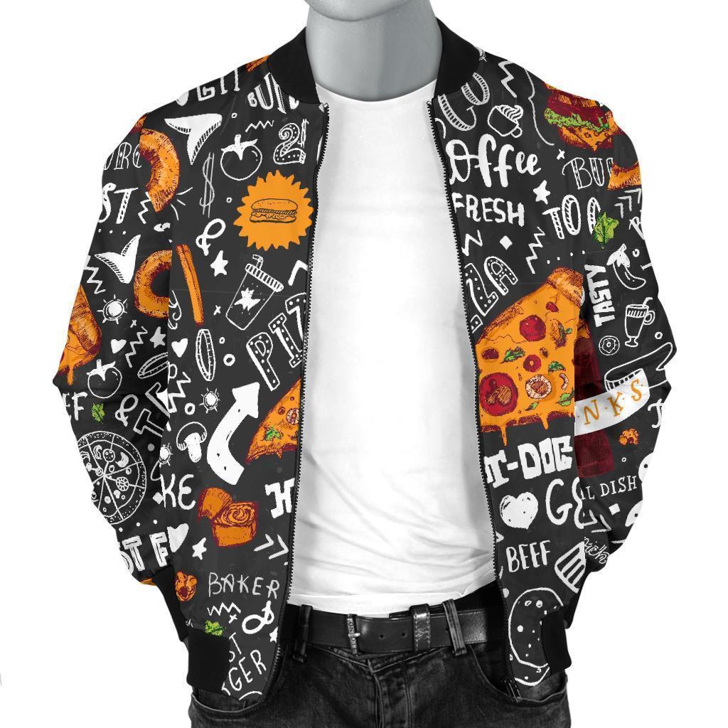 Fastfood Print Pattern Men's Bomber Jacket-grizzshop