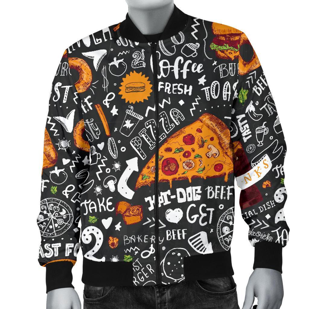 Fastfood Print Pattern Men's Bomber Jacket-grizzshop