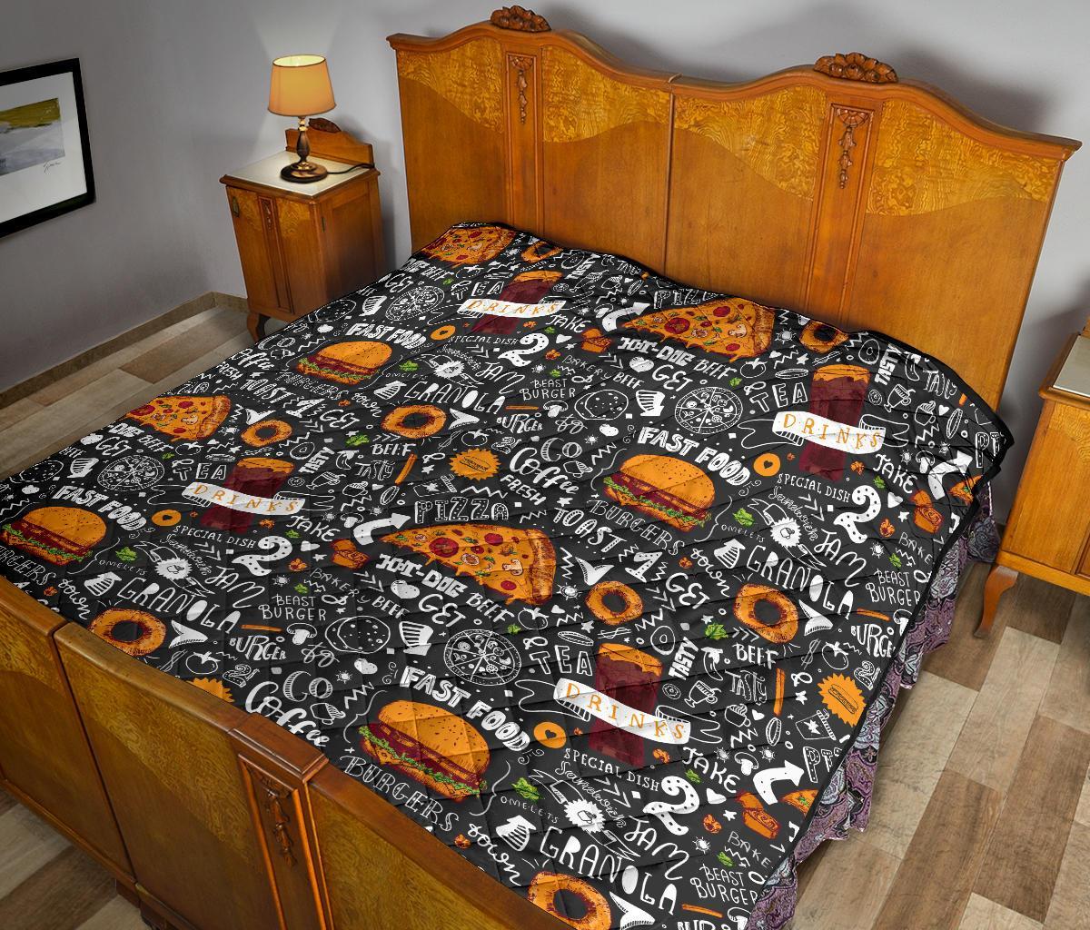 Fastfood Print Pattern Quilt-grizzshop