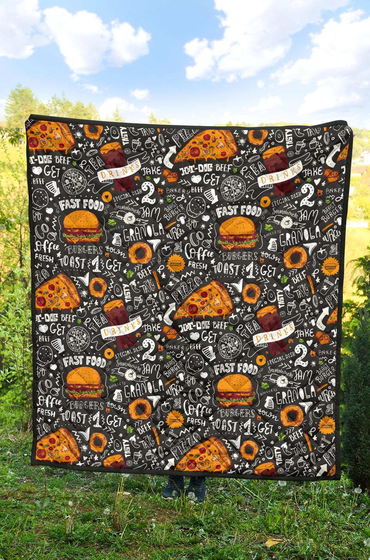 Fastfood Print Pattern Quilt-grizzshop