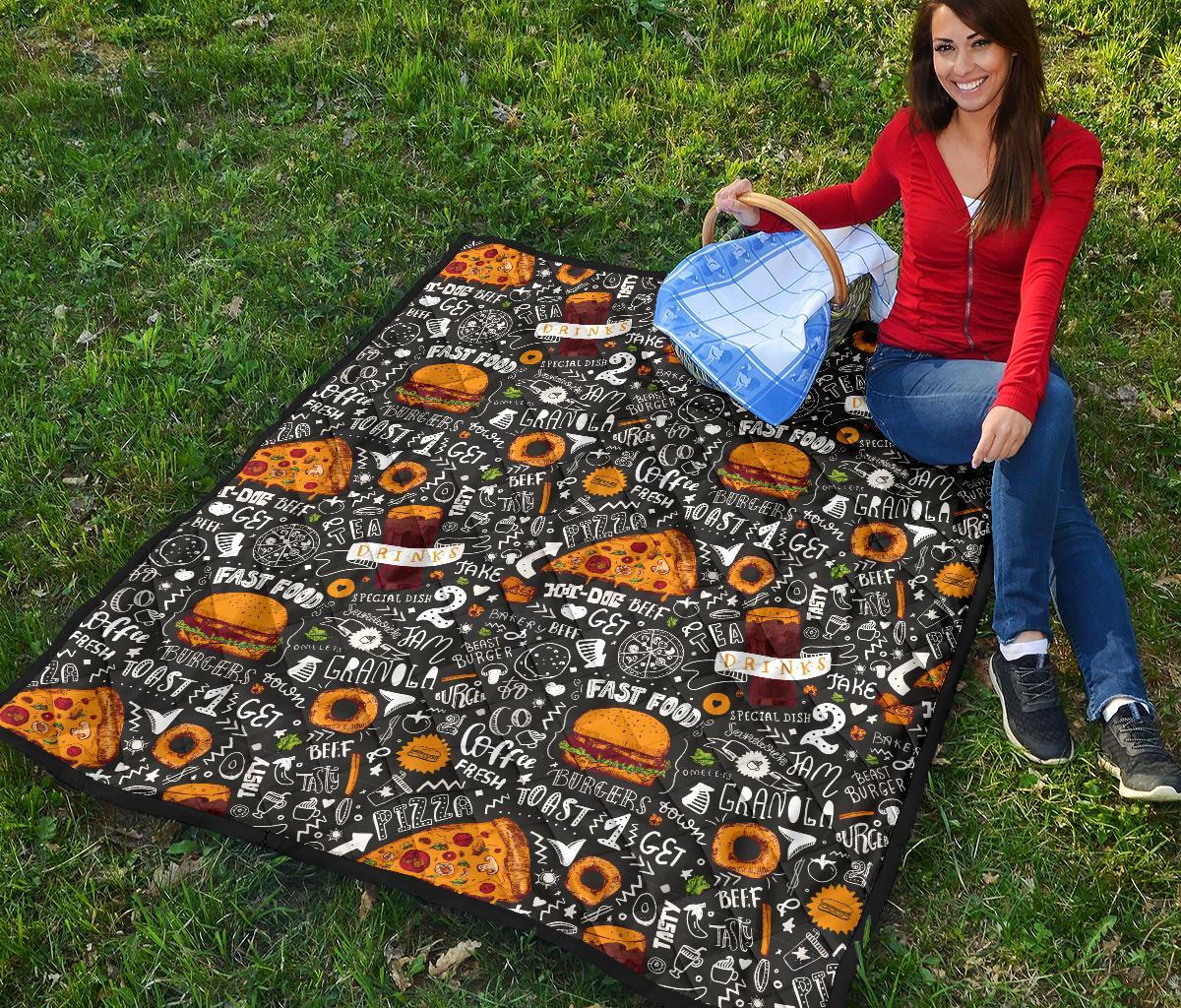 Fastfood Print Pattern Quilt-grizzshop