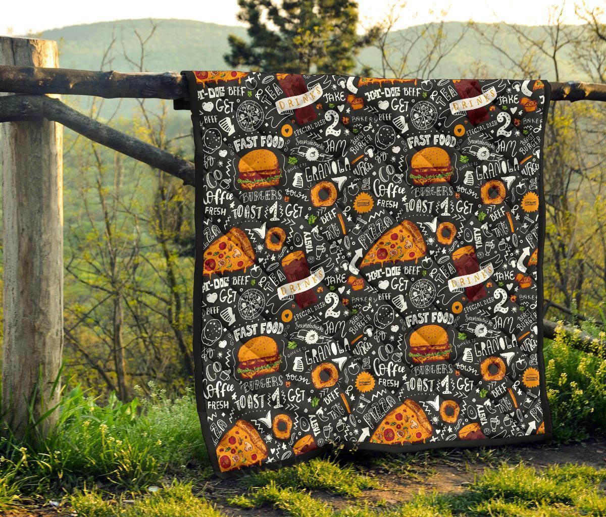 Fastfood Print Pattern Quilt-grizzshop