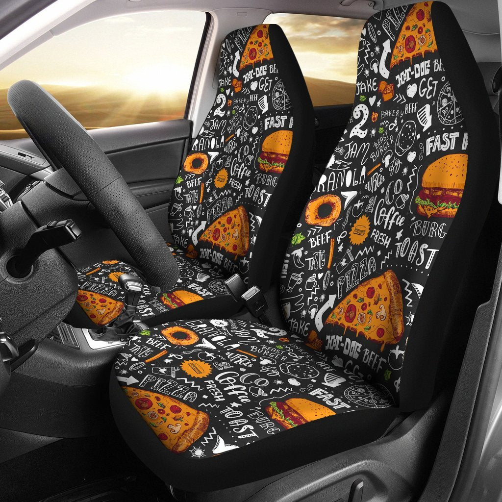 Fastfood Print Pattern Universal Fit Car Seat Covers-grizzshop