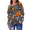 Fastfood Print Pattern Women Off Shoulder Sweatshirt-grizzshop