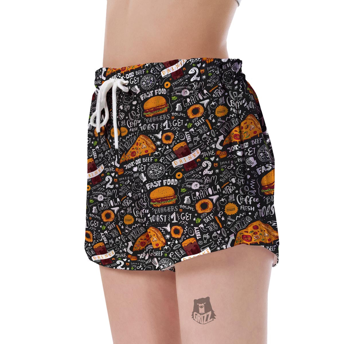 Fastfood Print Pattern Women's Shorts-grizzshop