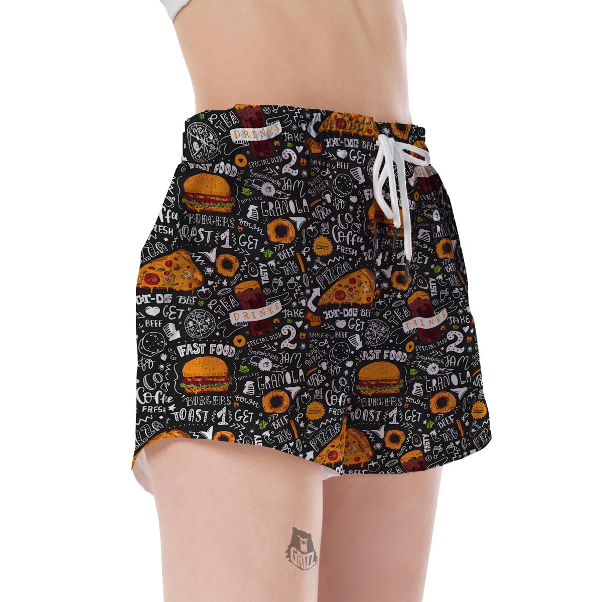 Fastfood Print Pattern Women's Shorts-grizzshop