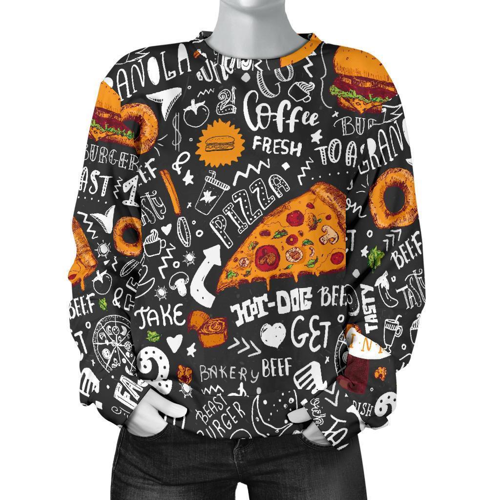 Fastfood Print Pattern Women's Sweatshirt-grizzshop