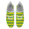 Fat Tuesday Argyle Mardi Gras Print White Athletic Shoes-grizzshop