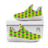 Fat Tuesday Argyle Mardi Gras Print White Athletic Shoes-grizzshop