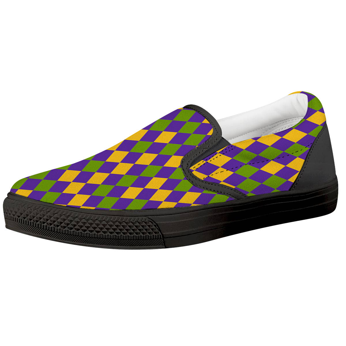 Fat Tuesday Mardi Gras Pattern Black Slip On Shoes-grizzshop