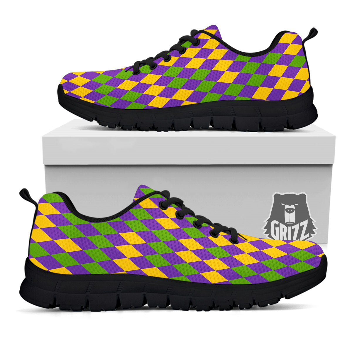 Fat Tuesday Mardi Gras Pattern Black Sneaker-grizzshop