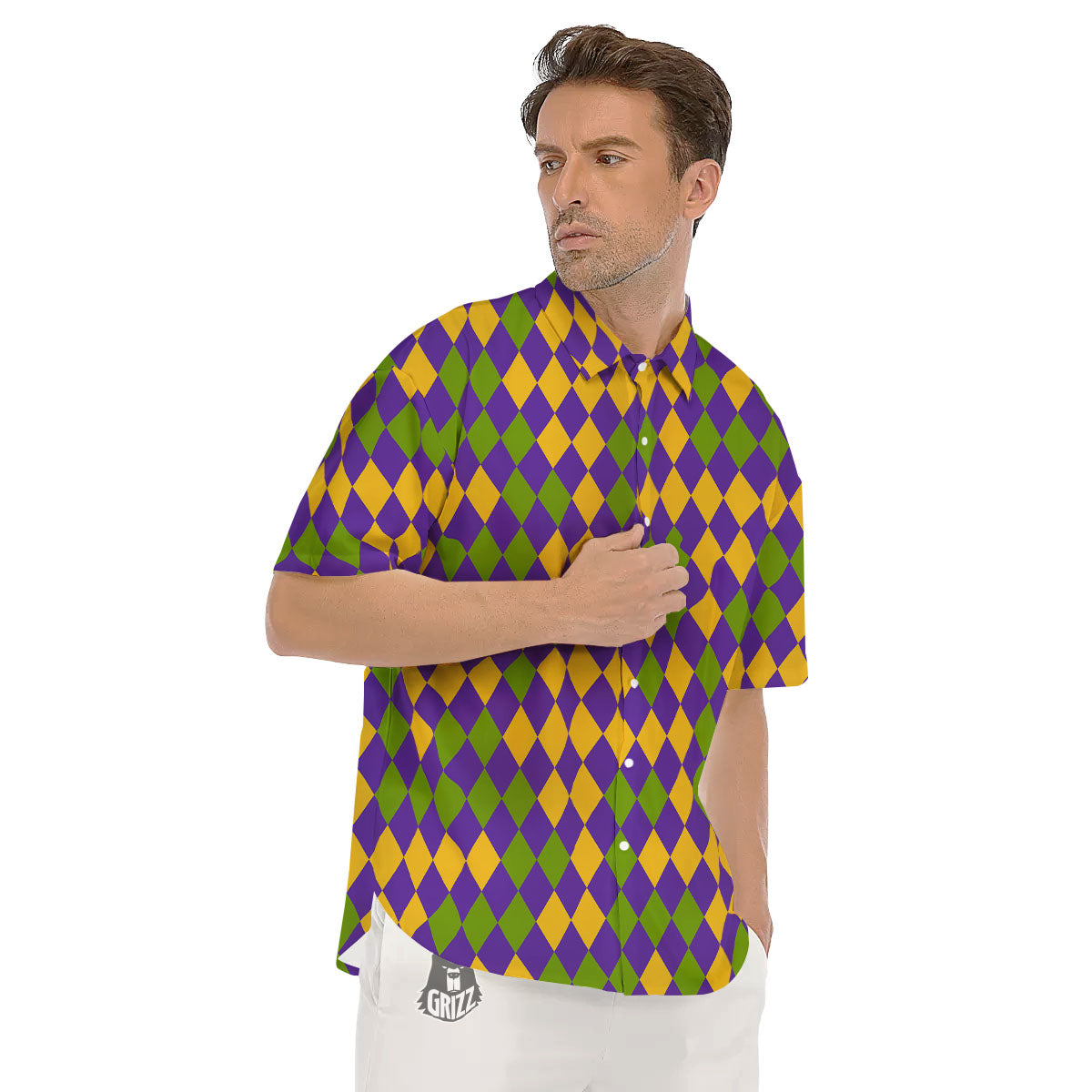 Fat Tuesday Mardi Gras Pattern Men's Short Sleeve Shirts-grizzshop