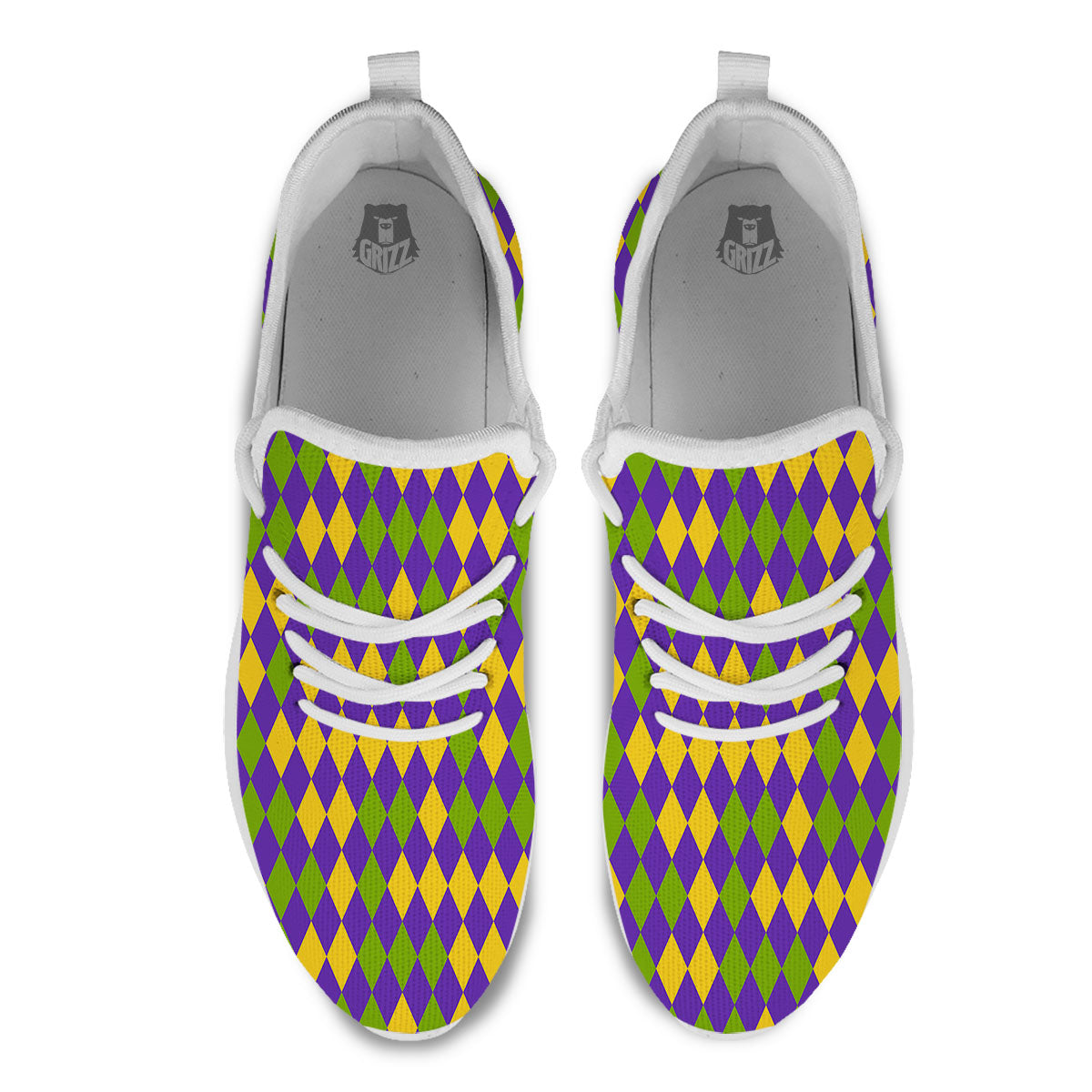 Fat Tuesday Mardi Gras Pattern White Athletic Shoes-grizzshop