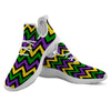 Fat Tuesday Zigzag Mardi Gras Print White Athletic Shoes-grizzshop