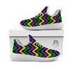 Fat Tuesday Zigzag Mardi Gras Print White Athletic Shoes-grizzshop