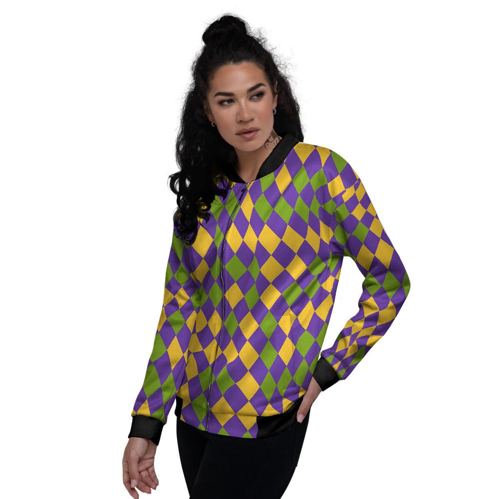 Fat Tuesday Mardi Gras Pattern Women's Bomber Jacket-grizzshop