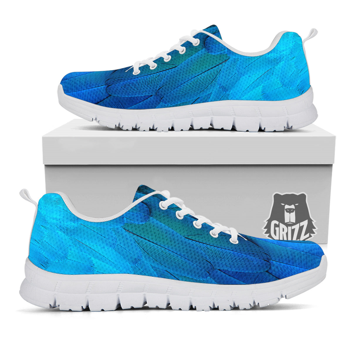 Feather Blue Print White Sneaker-grizzshop