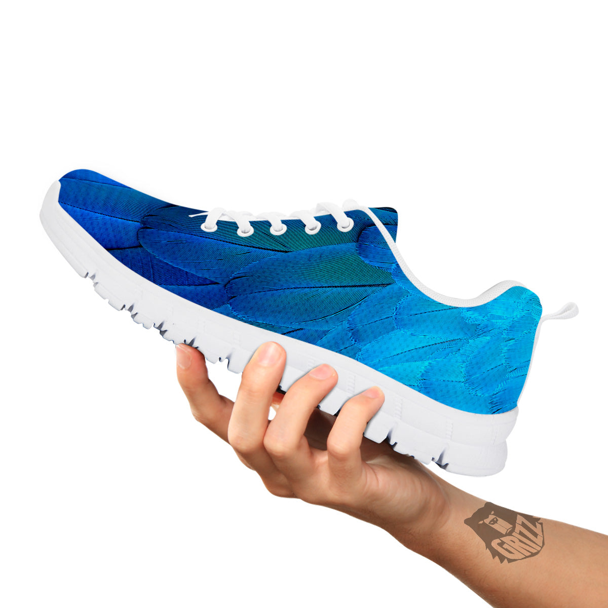 Feather Blue Print White Sneaker-grizzshop