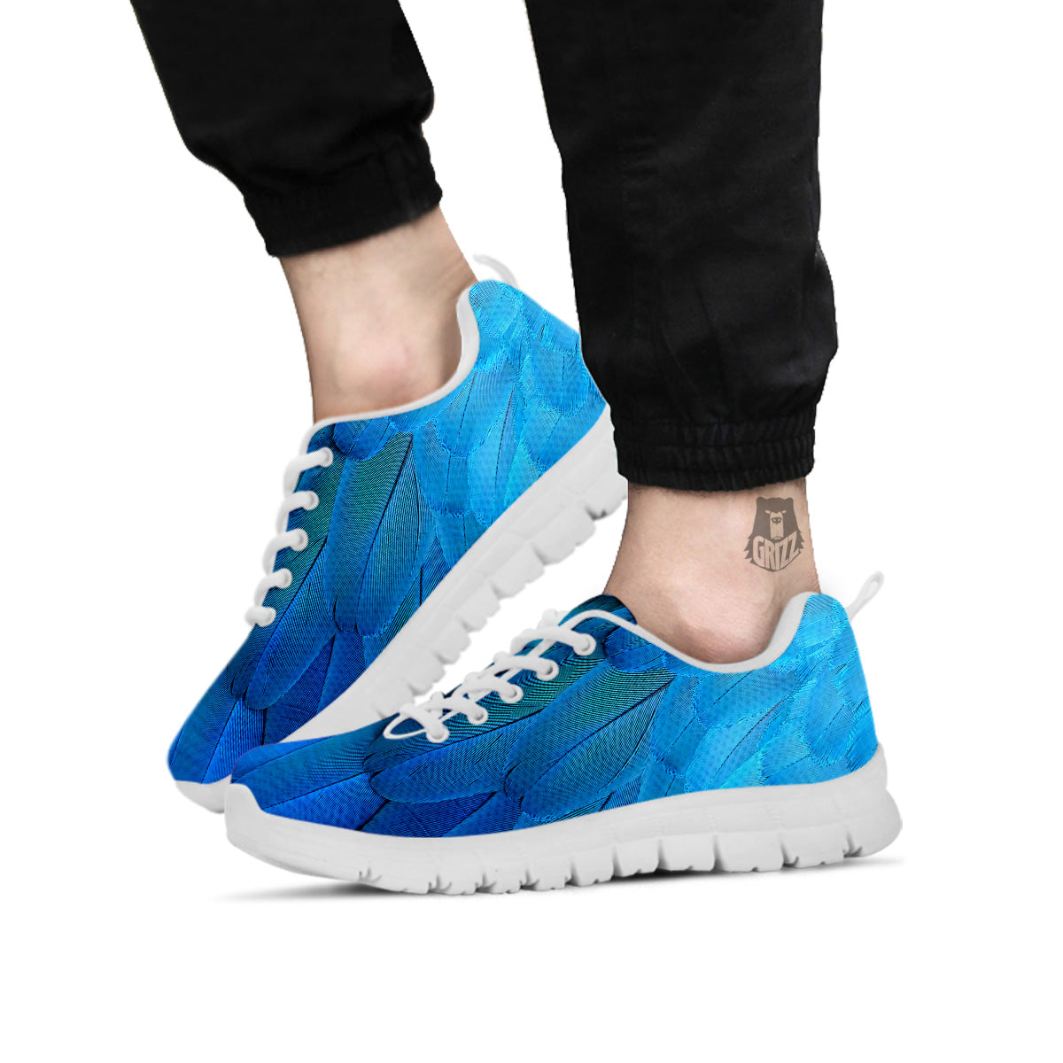 Feather Blue Print White Sneaker-grizzshop