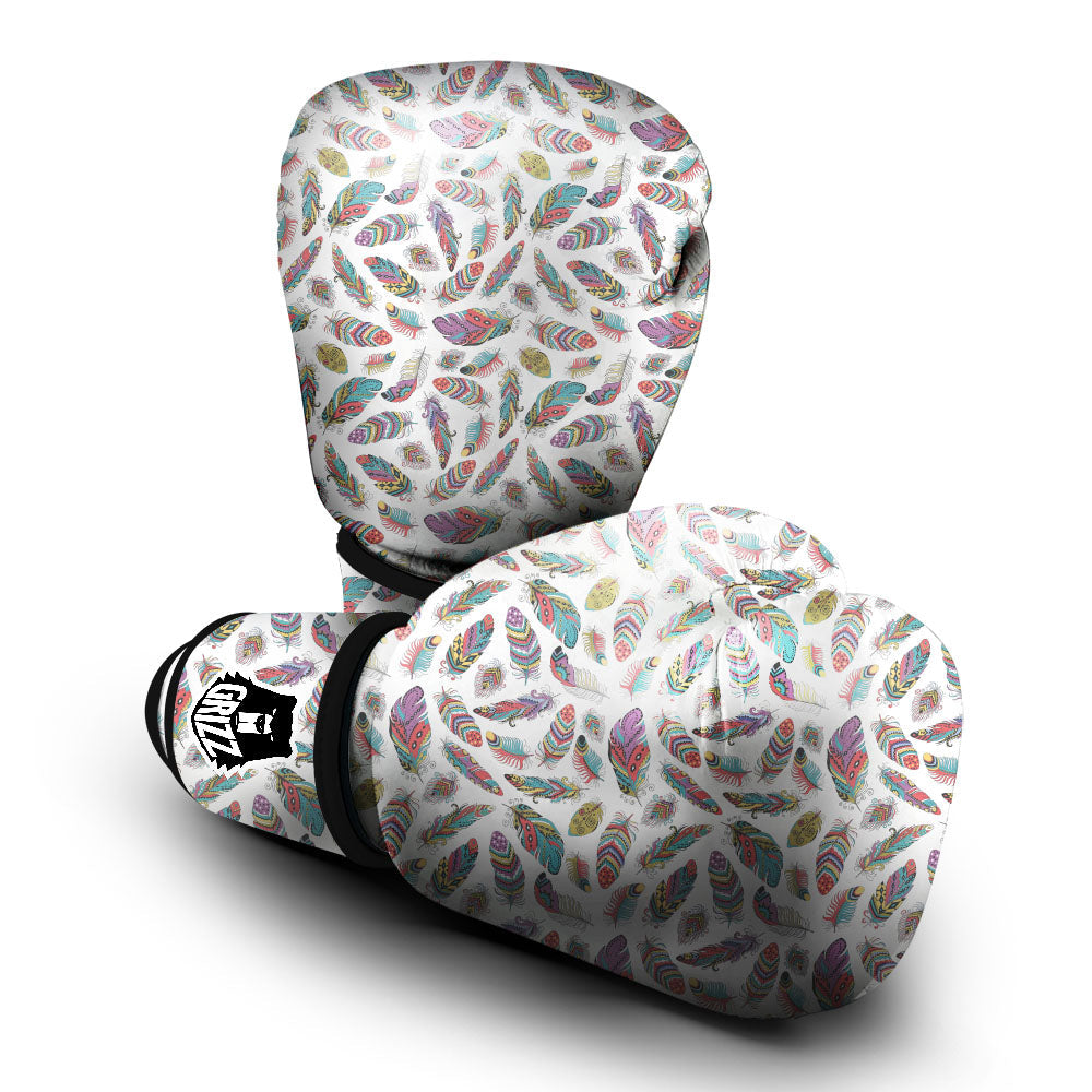 Feather Bohemian Print Pattern Boxing Gloves-grizzshop