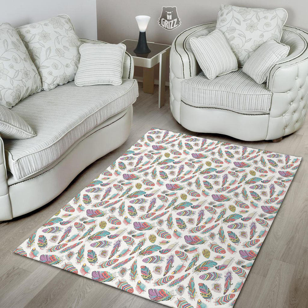 Feather Bohemian Print Pattern Floor Mat-grizzshop