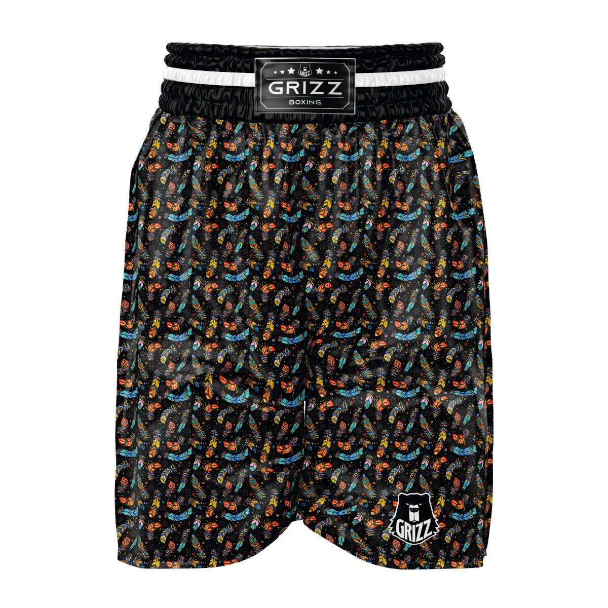 Feather Boho Print Pattern Boxing Shorts-grizzshop