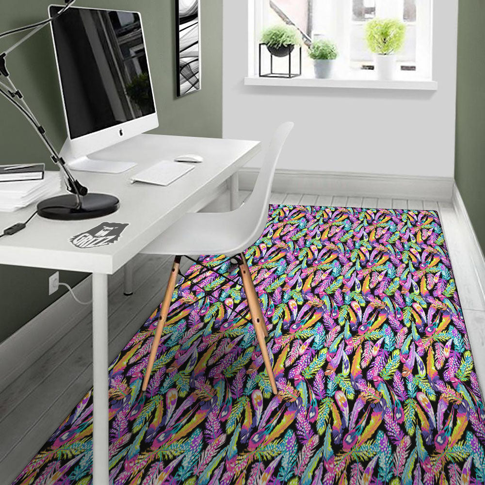Feather Colorful Print Pattern Floor Mat-grizzshop