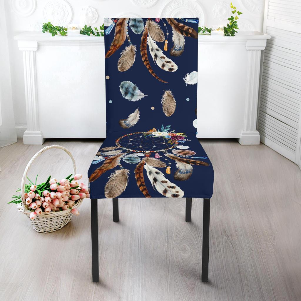 Feather Dream Catcher Blue Boho Chair Cover-grizzshop