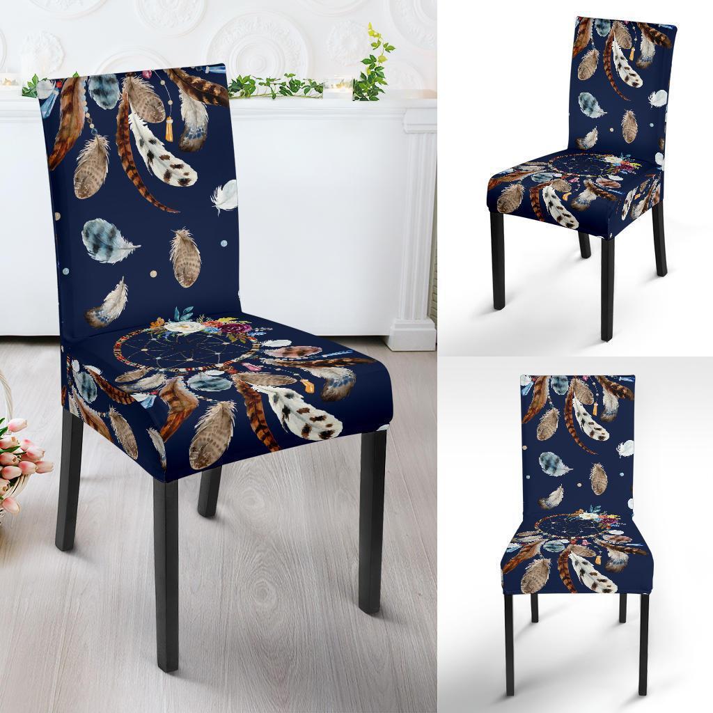 Feather Dream Catcher Blue Boho Chair Cover-grizzshop