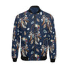 Feather Dream Catcher Blue Boho Pattern Print Men's Bomber Jacket-grizzshop