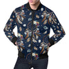 Feather Dream Catcher Blue Boho Pattern Print Men's Bomber Jacket-grizzshop