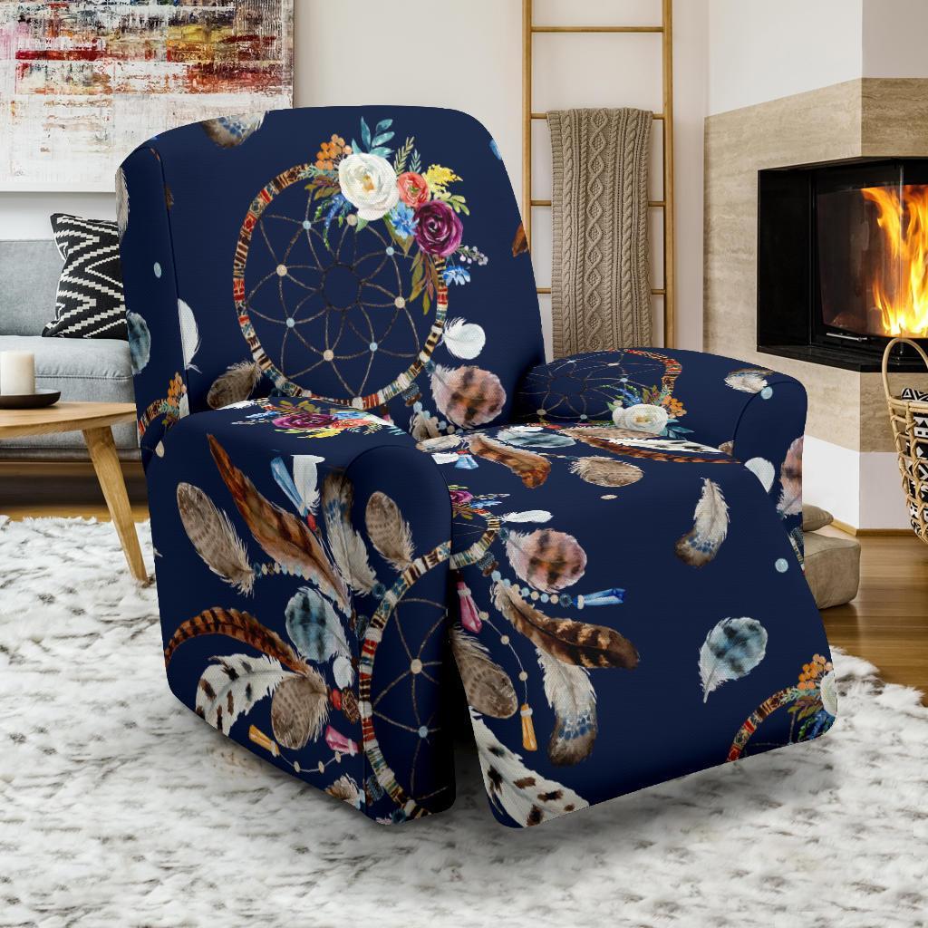 Feather Dream Catcher Blue Boho Recliner Cover-grizzshop