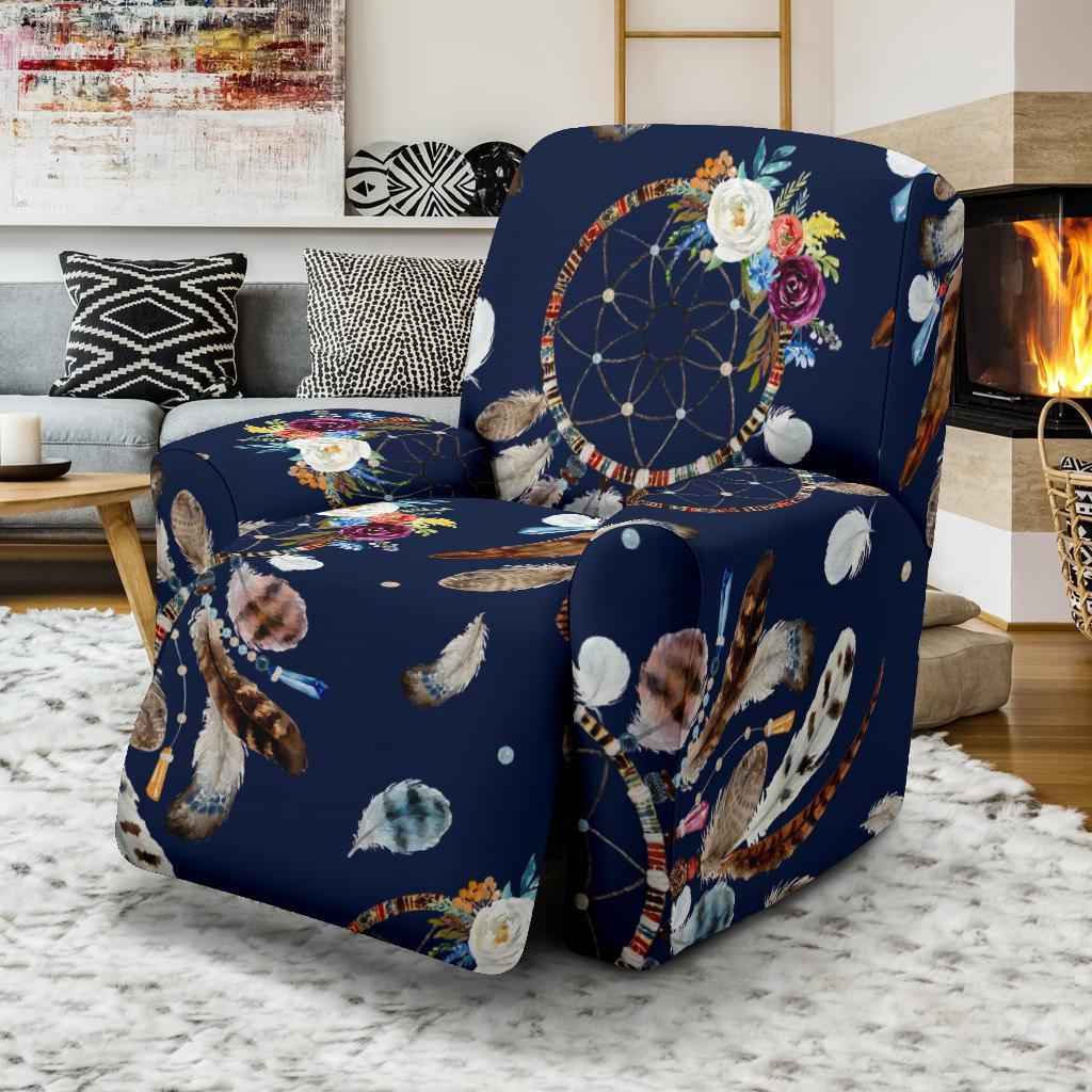 Feather Dream Catcher Blue Boho Recliner Cover-grizzshop