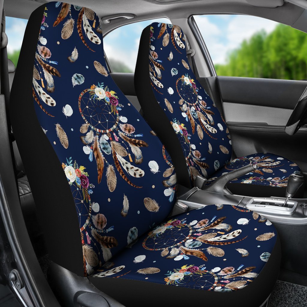 Feather Dream Catcher Blue Boho Universal Fit Car Seat Cover-grizzshop