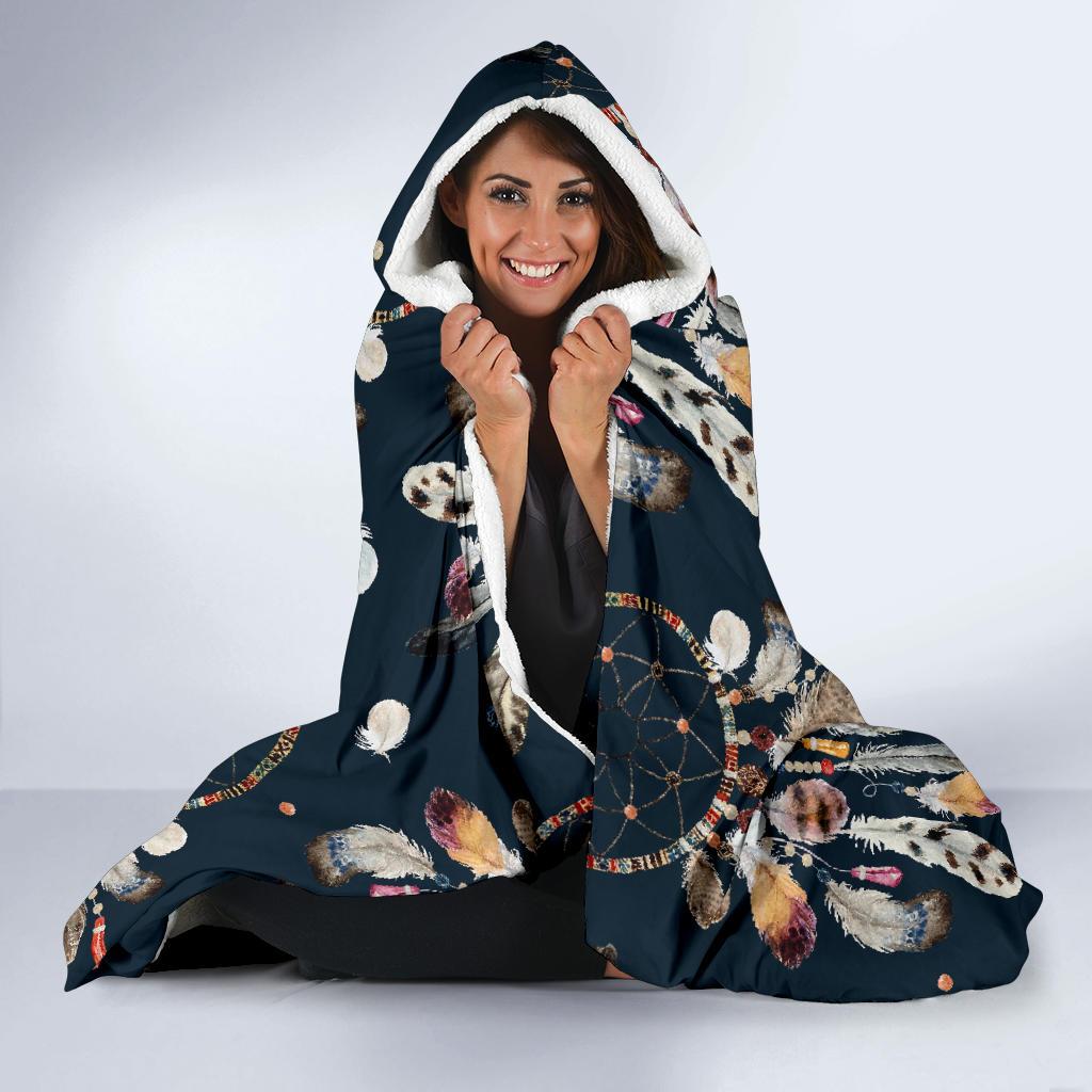 Feather Dream Catcher Boho Hooded Blanket-grizzshop