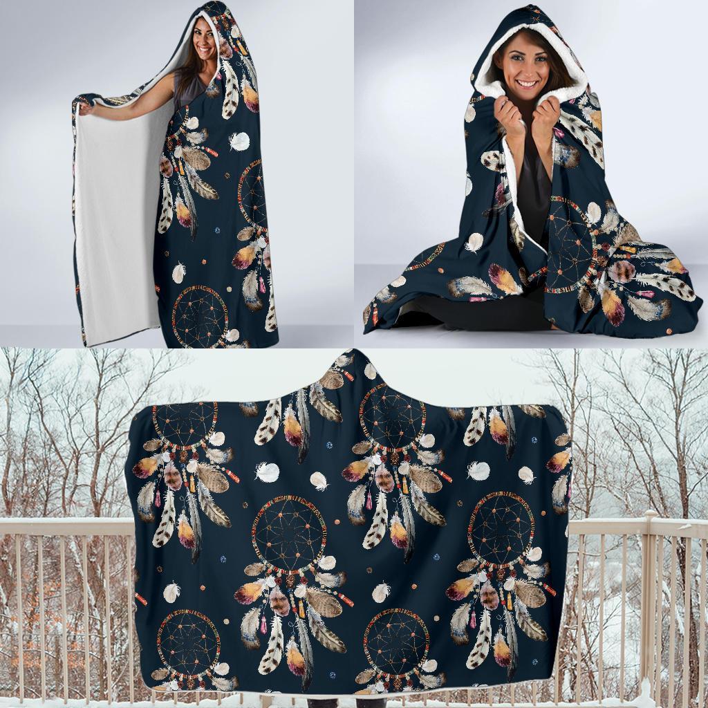 Feather Dream Catcher Boho Hooded Blanket-grizzshop