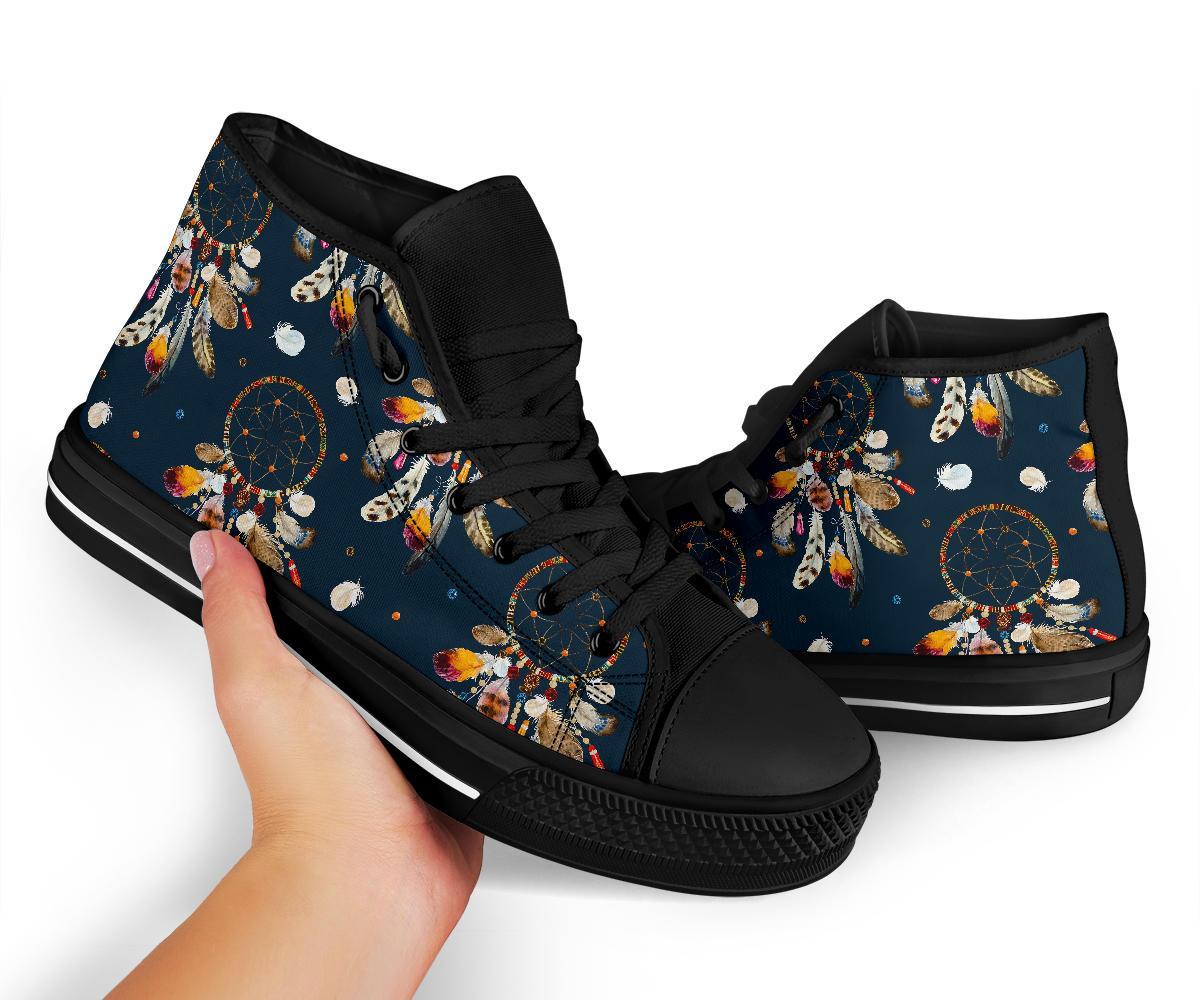 Feather Dream Catcher Boho Men Women's High Top Shoes-grizzshop