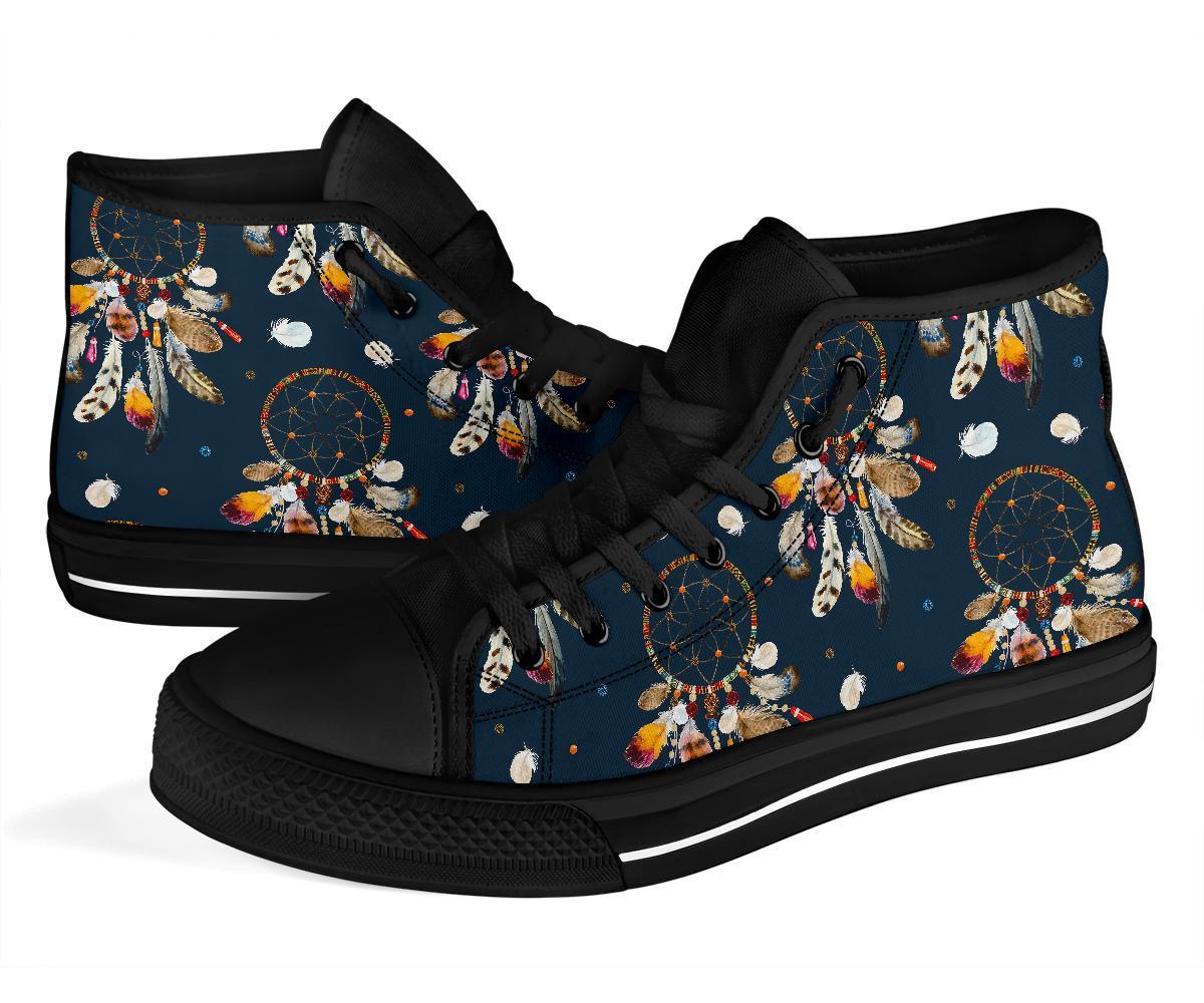 Feather Dream Catcher Boho Men Women's High Top Shoes-grizzshop