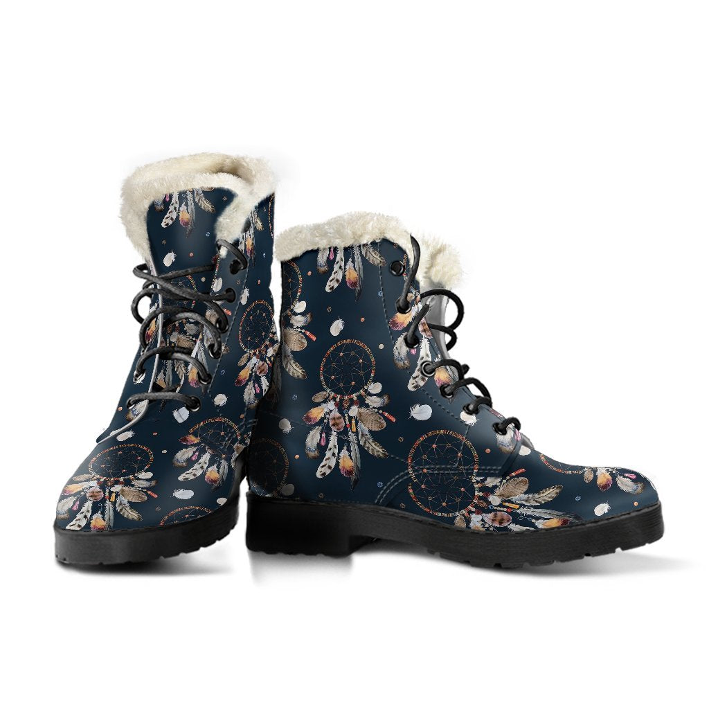 Feather Dream Catcher Boho Pattern Print Comfy Winter Boots-grizzshop