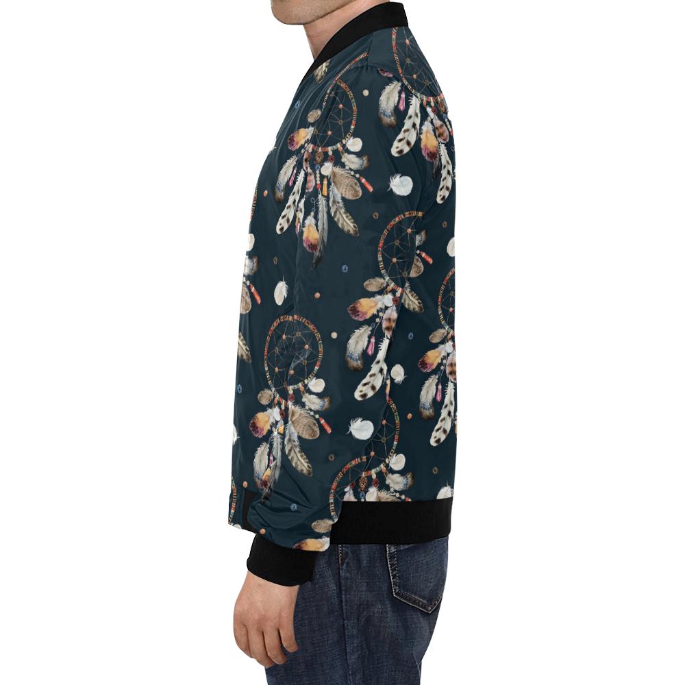 Feather Dream Catcher Boho Pattern Print Men's Bomber Jacket-grizzshop