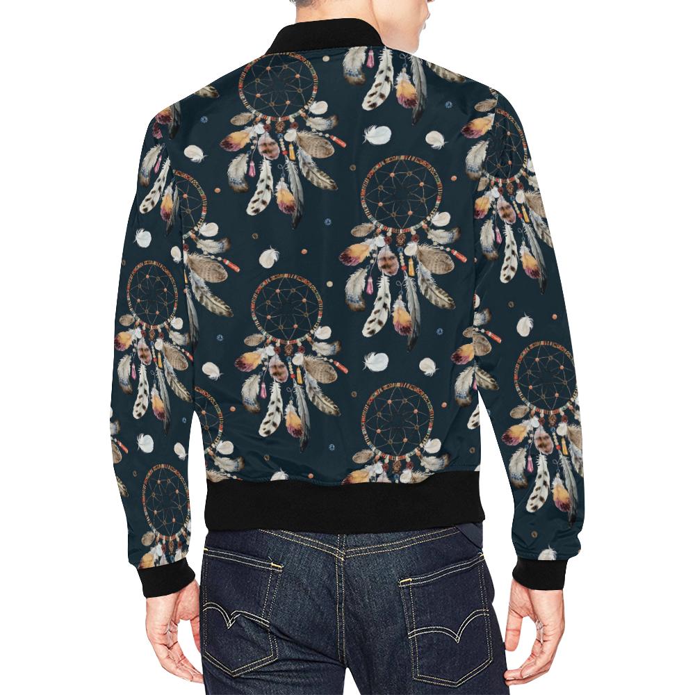 Feather Dream Catcher Boho Pattern Print Men's Bomber Jacket-grizzshop