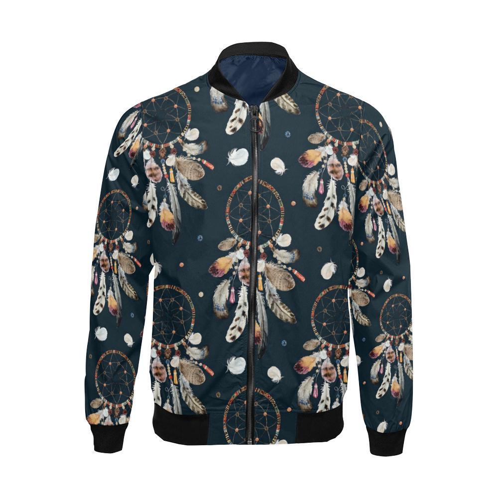 Feather Dream Catcher Boho Pattern Print Men's Bomber Jacket-grizzshop