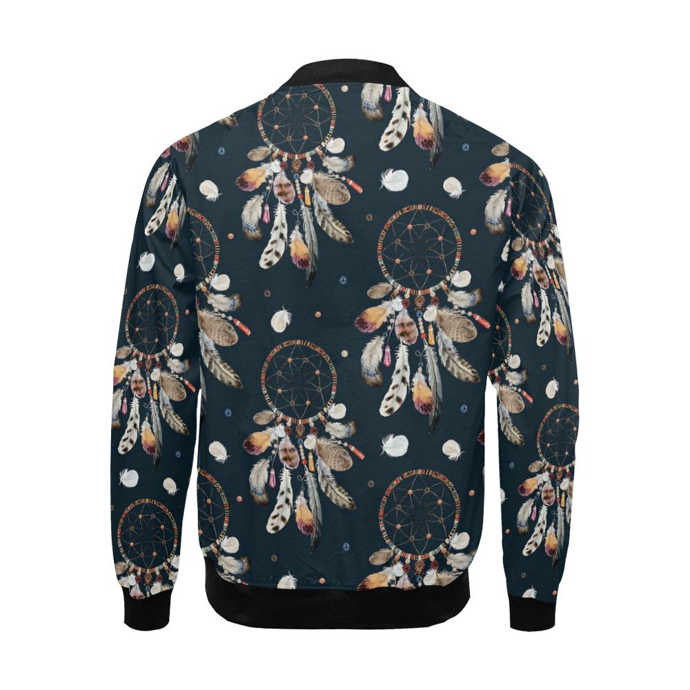 Feather Dream Catcher Boho Pattern Print Men's Bomber Jacket-grizzshop