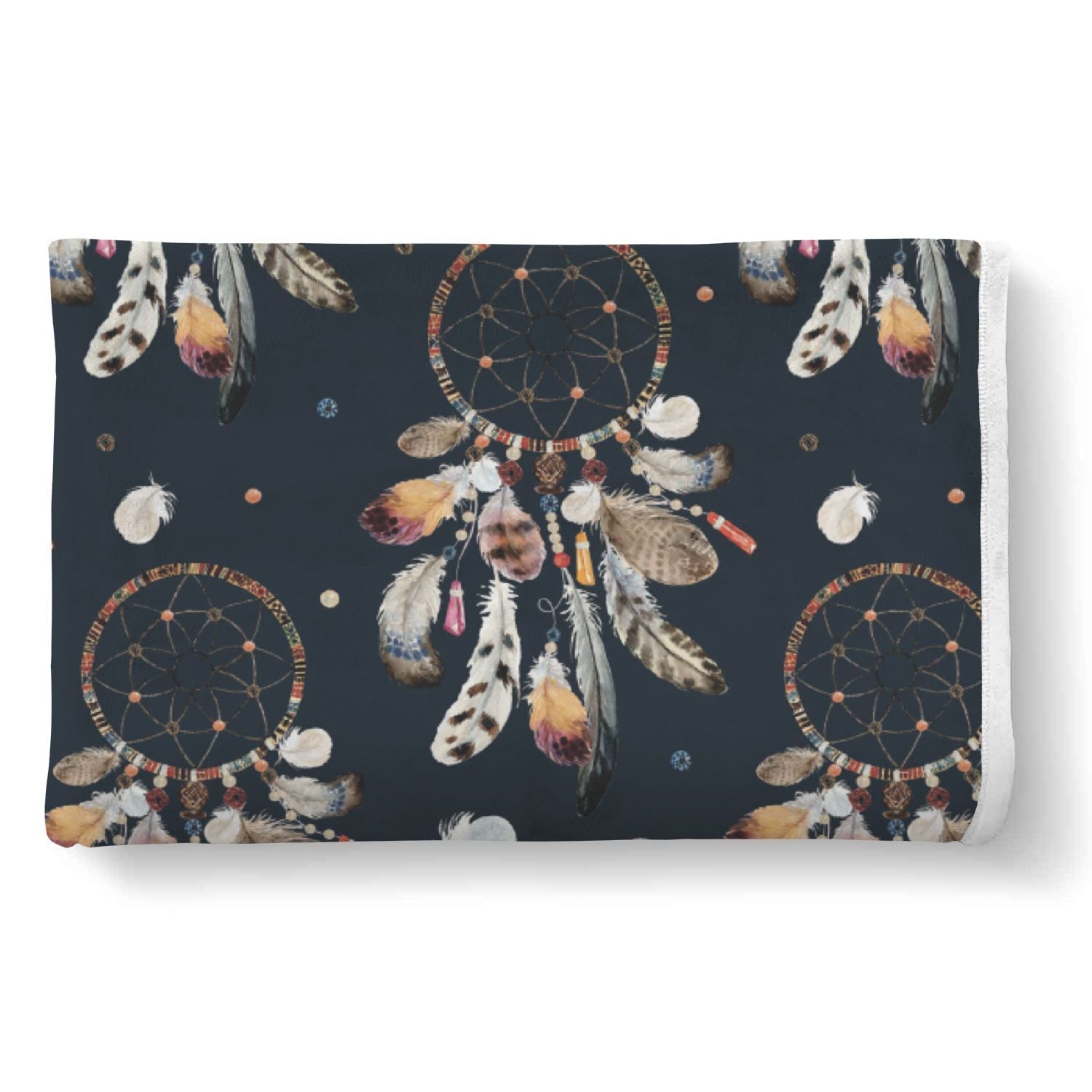 Feather Dream Catcher Boho Pattern Print Throw Blanket-grizzshop