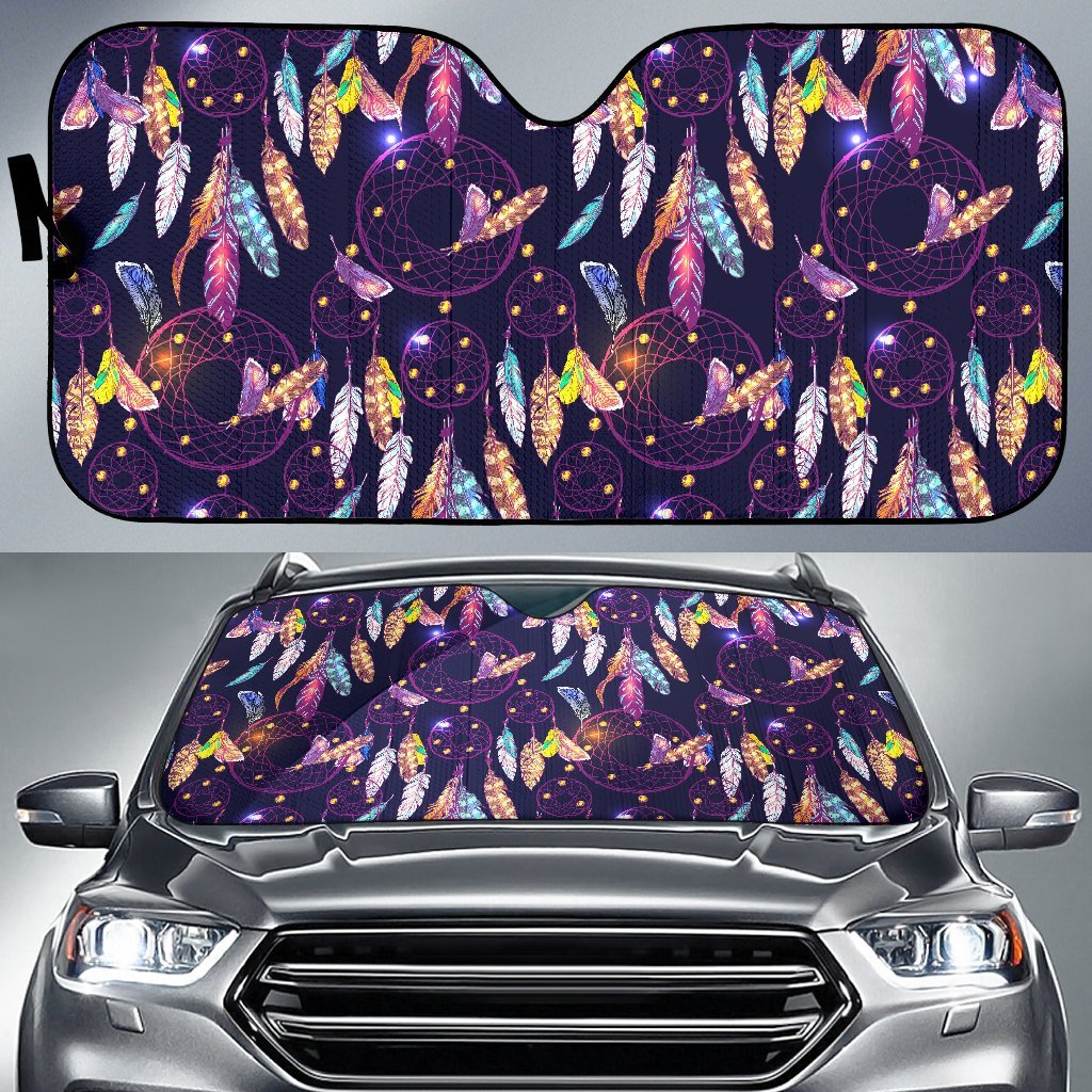 Feather Dream Catcher Vintage Car Sun Shade-grizzshop